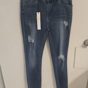 Stylish Blue Distressed Skinny Jeans